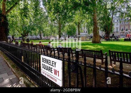 Berkeley Square, Mayfair, London, UK Stockfoto