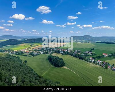 Blick über das Elbsandsteingebirge in Sachsen Stockfoto