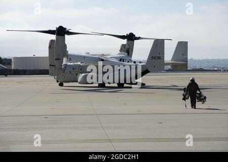 Die V-22 Osprey ist ein sehr beeindruckendes Kipprotorflugzeug und das neue Arbeitspferd für das US-Militär Stockfoto