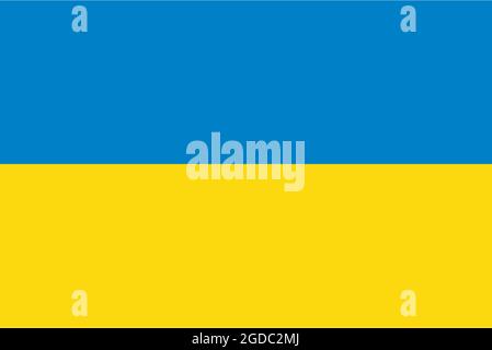 Rendering der Ukraine-Flagge. Perfekt zum Bedrucken von T-Shirts, Postern, Wandgemälden, Tassen, Gläsern, Sonnenliegen, Banner, Roll-ups und andere Aufdrucke Stockfoto