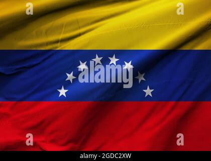 Flagge der Bolivarischen Republik Venezuela weht im Wind. Hintergrund Textur Caracas. 3d-Illustration. 3d-Rendering. Stockfoto