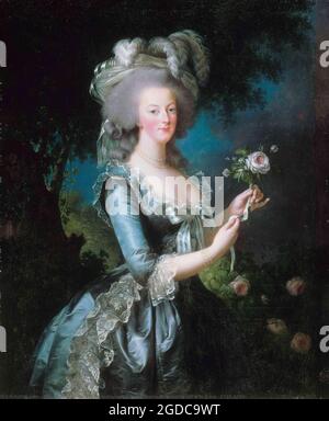 Titel: Marie Antoinette mit einer Rose, 1783 Künstlerin: Elisabeth Louise Vigée-Lebrun Medium: Öl auf Leinwand Maße: 113 x 87 cm Stockfoto