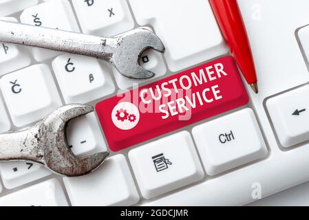Konzeptionelle Darstellung des Kundendienstes. Konzept Bedeutung Prozess zur Sicherstellung der Kundenzufriedenheit mit einem Produkt Erstellen eines neuen Kontopassworts, Zusammenfassung Stockfoto