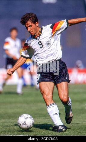 Karl-Heinz Riedle im Einsatz für Deutschland gegen Brasilien in Washington DC 1994 Stockfoto