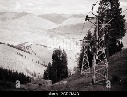 Blick auf den Skilift von bald Mountain, Sun Valley, Idaho Stockfoto