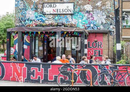 London England, UK Waterloo Southwark Lord Nelson Restaurant, Pub Public House al fresco außen Street Dining, Stockfoto