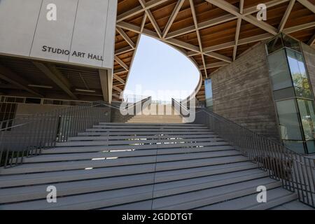 Blick auf das Pomona College, bevor die Studenten zurückkehren Stockfoto