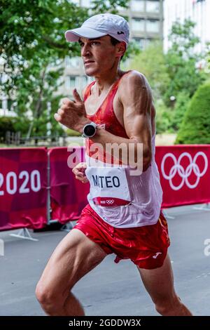 Sapporo, Hokkaido, Japan. August 2021. MATEO Daniel (ESP) Leichtathletik : Marathon der Männer während der Olympischen Spiele 2020 in Tokio in Sapporo, Hokkaido, Japan . Quelle: Takeshi Nishimoto/AFLO/Alamy Live News Stockfoto