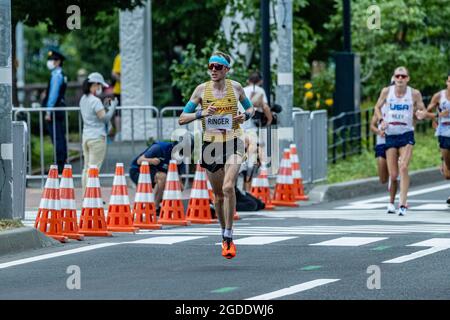 Sapporo, Hokkaido, Japan. August 2021. RINGER Richard (GER) Leichtathletik : Marathon der Männer während der Olympischen Spiele 2020 in Tokio in Sapporo, Hokkaido, Japan . Quelle: Takeshi Nishimoto/AFLO/Alamy Live News Stockfoto