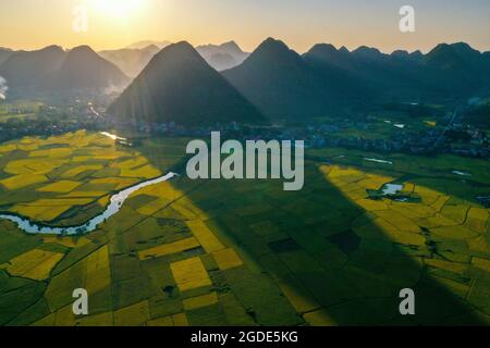 Nice Bac Son Reisfeld lang Son Provinz Nordvietnam Stockfoto