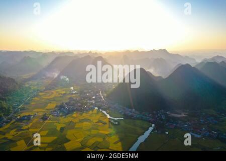 Nice Bac Son Reisfeld lang Son Provinz Nordvietnam Stockfoto