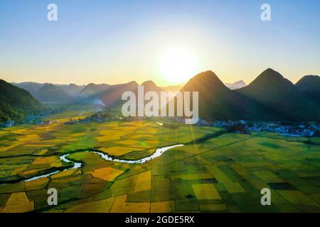 Nice Bac Son Reisfeld lang Son Provinz Nordvietnam Stockfoto