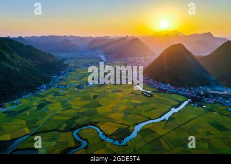 Nice Bac Son Reisfeld lang Son Provinz Nordvietnam Stockfoto