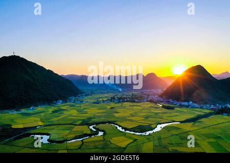 Nice Bac Son Reisfeld lang Son Provinz Nordvietnam Stockfoto