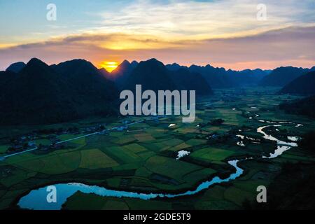 Nice Bac Son Reisfeld lang Son Provinz Nordvietnam Stockfoto