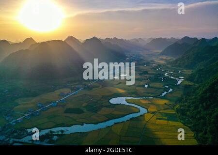 Nice Bac Son Reisfeld lang Son Provinz Nordvietnam Stockfoto