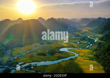 Nice Bac Son Reisfeld lang Son Provinz Nordvietnam Stockfoto