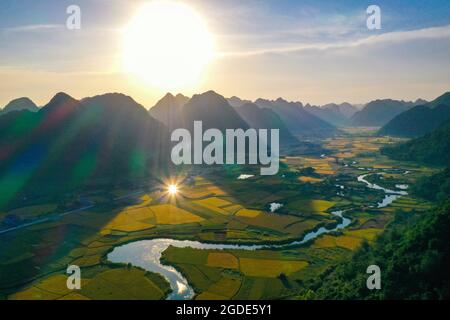 Nice Bac Son Reisfeld lang Son Provinz Nordvietnam Stockfoto