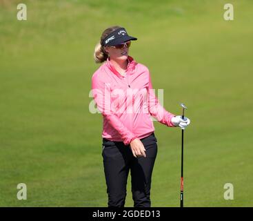 Leven, Großbritannien. August 2021. Manon De Roey (Belgien) während einer Übungsrunde der Trust Golf Women's Scottish Open in Dumbarnie Links, Leven, Fife, Schottland. Kredit: SPP Sport Pressefoto. /Alamy Live News Stockfoto