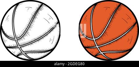 Basketball handgezeichnete Illustration Skizze und Farbe Stock Vektor