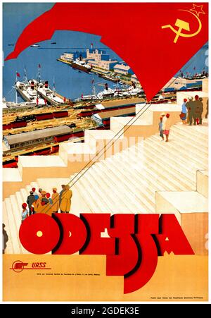 Odessa. Künstler unbekannt. Restauriertes Vintage-Poster, das 1936 in der UdSSR veröffentlicht wurde. Stockfoto