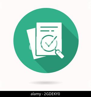 Verifikationssymbol. Einfache Illustration mit langem Schatten isoliert für Grafik- und Webdesign. Stock Vektor