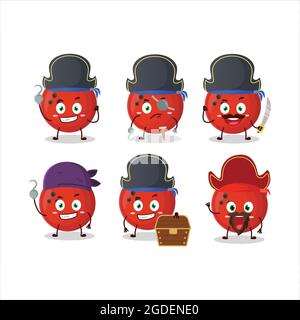 Cartoon-Charakter der Bowling-Ball mit verschiedenen Piraten Emoticons. Vektorgrafik Stock Vektor