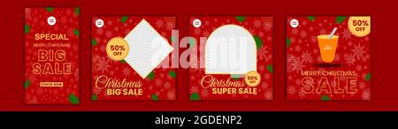 Instagram Story Vorlage Social Media großen Verkauf an Weihnachten Stock Vektor
