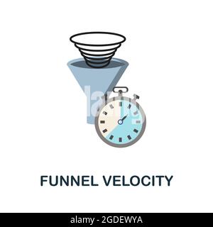 Flaches Symbol für Trichtergeschwindigkeit. Farbiger Schild aus der Kundenmanagementsammlung. Creative Funnel Velocity Icon Illustration für Webdesign, Infografiken Stock Vektor