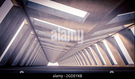 Futuristische Betonkonstruktion, moderne Architektur. 3d-Rendering Stockfoto