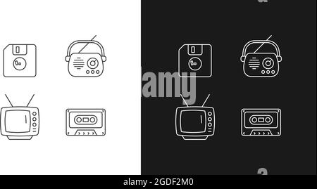 Collectible Vintage Stuff lineare Symbole für den dunklen und hellen Modus eingestellt Stock Vektor