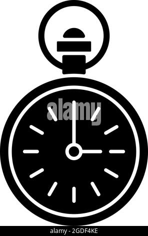 Antike Taschenuhr schwarze Glyphe Symbol Stock Vektor