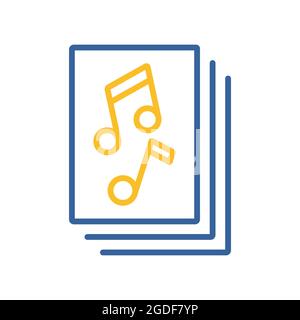Musikbuch mit Vektor-Symbol für Musiknoten. Graph Symbol für Musik und Sound Website und Apps Design, Logo, App, UI Stock Vektor