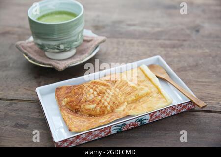 Taiyaki mit grünem Tee Stockfoto