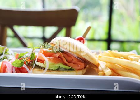 Lachs sandwich Stockfoto