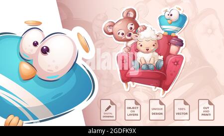 Freunde auf Sofa Poster und Merchandising Stock Vektor