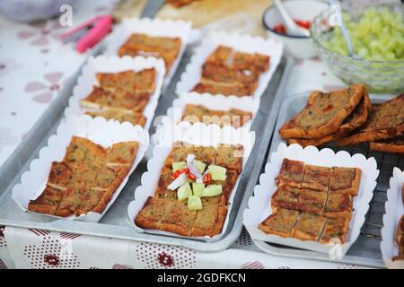 Toast mit gehacktem Schweinefleisch Stockfoto