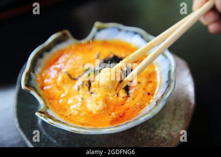 Kartoffel mit Jakobsmuschel-Gratin Stockfoto