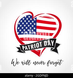 Kreativbanner Patriot Day USA 09.11. Isolierte abstrakte Grafik-Design-Vorlage. Rote, blaue, weiße Farben. Kalligrafische Schriftzüge. Dekorative Calligra Stock Vektor