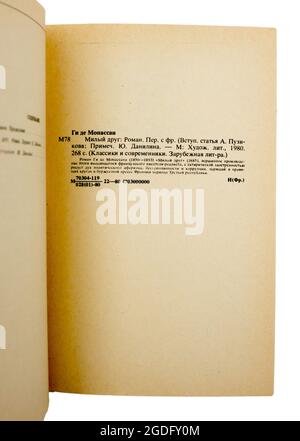 Der 'Bel-Ami ('lieber Freund')' ist der zweite Roman des französischen Autors Guy de Maupassant, der 1980 in der UdSSR veröffentlicht wurde. Stockfoto