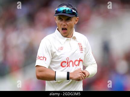 Englands Sam Curran am zweiten Tag des zweiten Test-Spiels im Lord's, London. Bilddatum: Freitag, 13. August 2021. Stockfoto