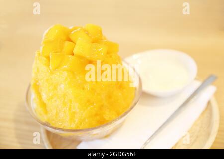 Japanische süße Lebensmittel, Mango rasierte Eis Stockfoto