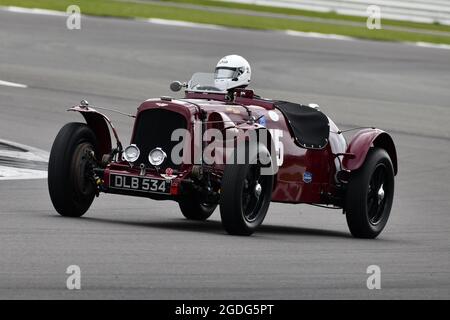 Robert Blakemore, Aston Martin Speed Model, Motor Racing Legends, Pre-war BRDC 500, Silverstone Classic, Rocking and Racing, Juli - August 2021, Silve Stockfoto