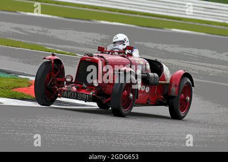 Edward Bradley, Aston Martin Ulster, Motor Racing Legends, Pre-war BRDC 500, Silverstone Classic, Rocking and Racing, Juli - August 2021, Silverstone, Stockfoto