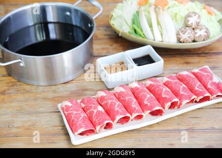 Shabu-Shabu-Rindfleisch Stockfoto