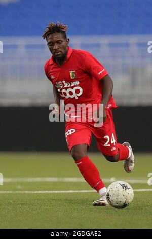 Novaro, Italien, 7. August 2021. Nana Welbeck von Catanzaro beim Coppa Italia-Spiel im Stadio Silvio Piola, Novaro. Bildnachweis sollte lauten: Jonathan Moscrop / Sportimage Stockfoto