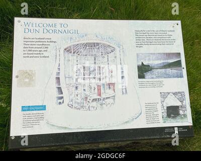 DUN DORNAIGIL Eisenzeit Broch in Sutherland, Schottische Highlands. Foto: Tony Gale Stockfoto