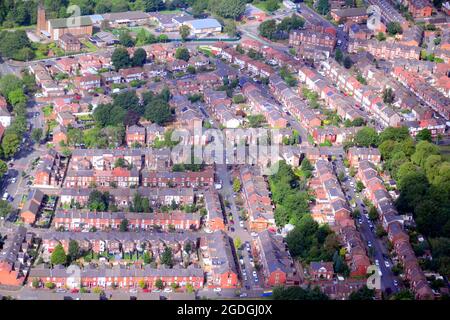 Manchester, Großbritannien. August 2021. Manchester, Trafford, Greater Manchester und District aus der Luft gesehen. Quelle: Terry Waller/Alamy Live News Stockfoto