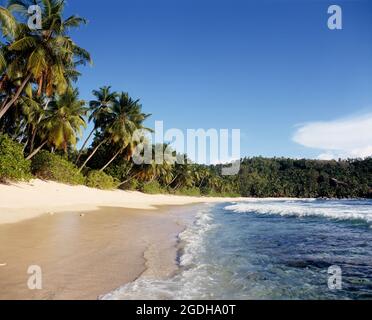 Seychellen. Mahé. Takamaka Beach. Stockfoto