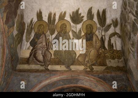 Andrei Rublev und Daniil Tschernyi. Fresken der Kathedrale der Annahme in Vladimir, Russland Stockfoto